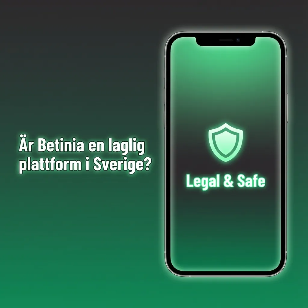 Illustration om Betinia som laglig svensk spelplattform med licens, BankID, Spelpaus och fokus på tryggt, reglerat spelande