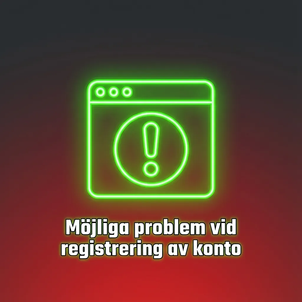 Illustration av person vid dator med felmeddelanden om konto­registrering och tipsrutor med vanliga problem och lösningar