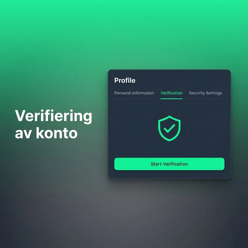 Illustration av svensk kontoverifiering: ID‑kort, adressdokument, bankkort och checklista med fem steg på skärm