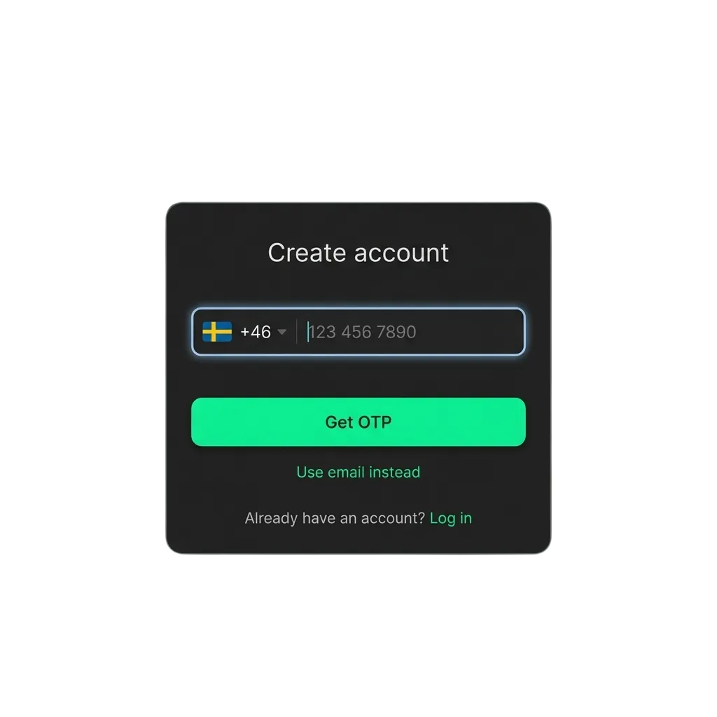 Illustration av Betinia-registrering med inloggning och verifiering för säkert spelande online i Sverige