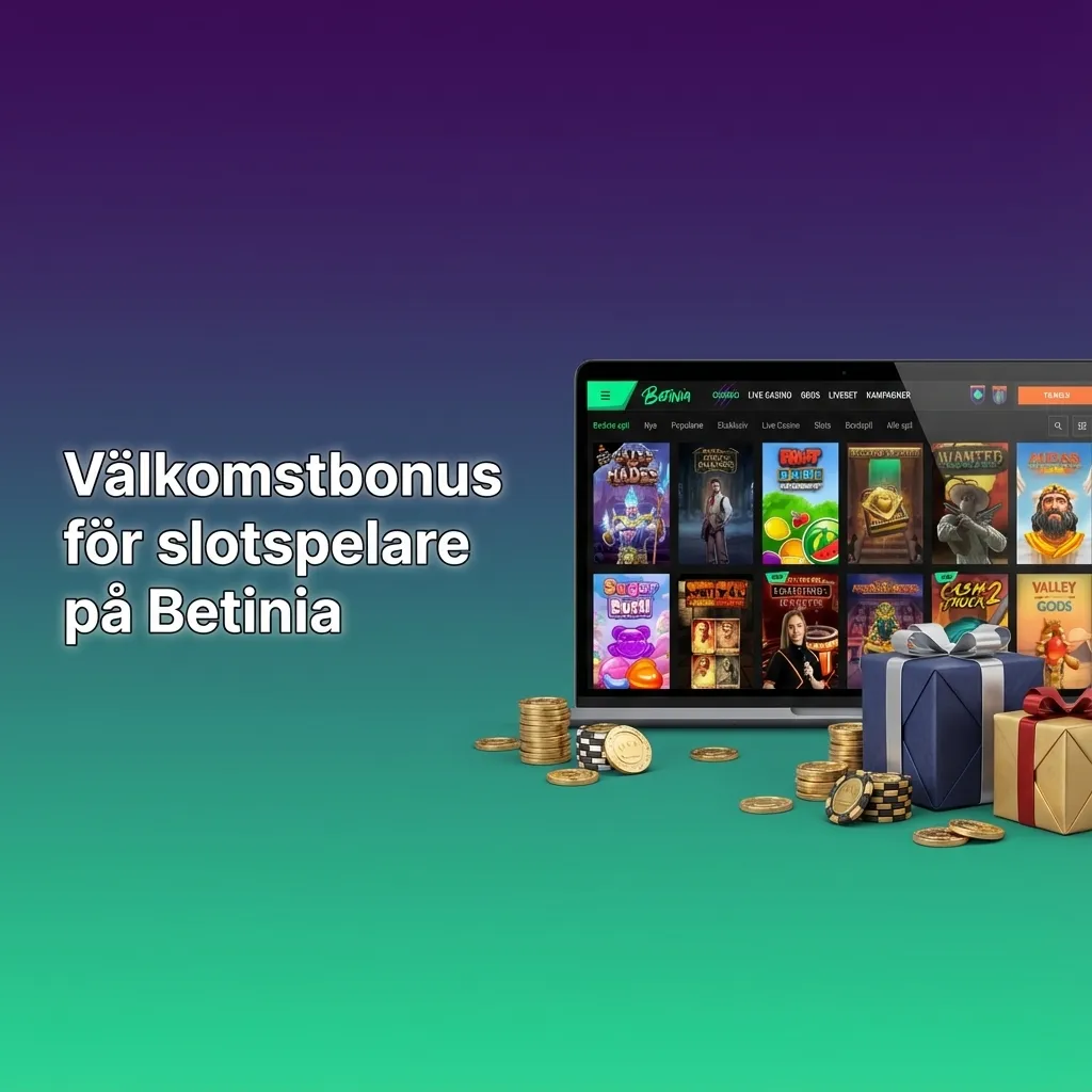 Illustration av Betinia välkomstbonus för slotspelare med free spins, insättningsbonus och lojalitetsförmåner