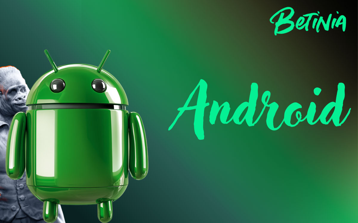 Illustration av Betinia Androidapp med steglista för nedladdning och installation på smartphone-skärm