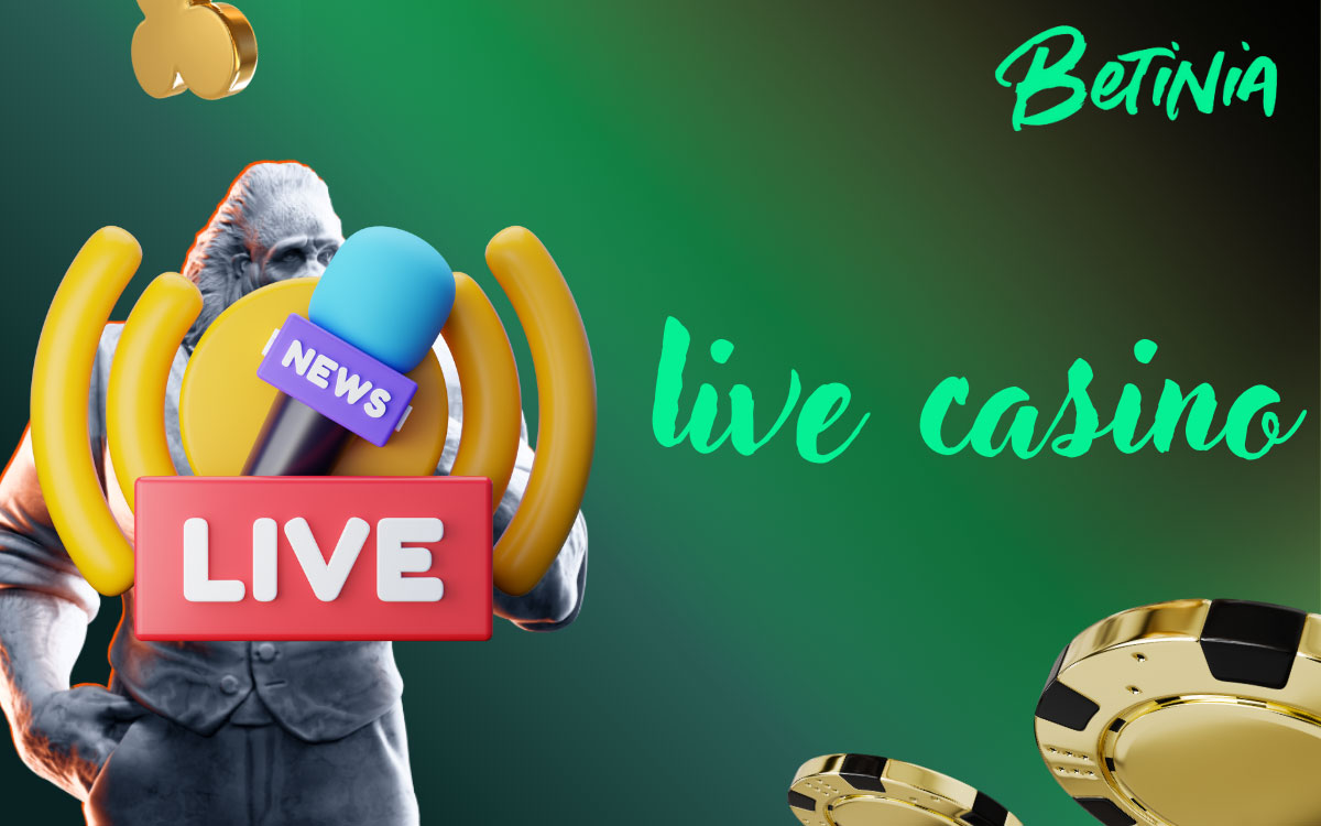 Spelare vid dator spelar Betinia live casino med riktiga dealers i roulette och kortspel via direktsänd videostream