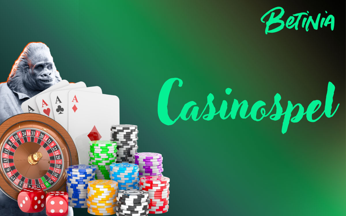 Mobilskärm med Betinia casinoapp som visar populära slots, live roulette och blackjack-spel i menylistor