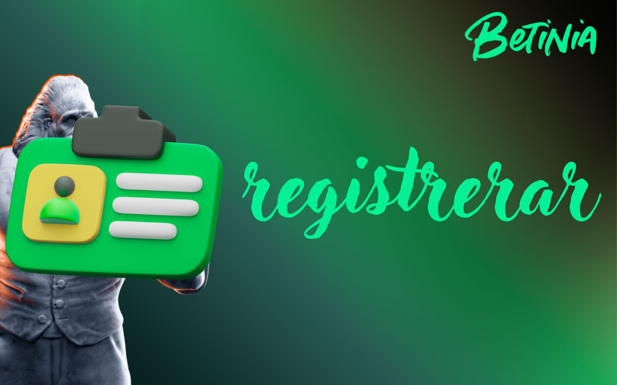 Svensk spelare registrerar Betinia-konto i mobilapp på iPhone med BankID-verifiering steg för steg