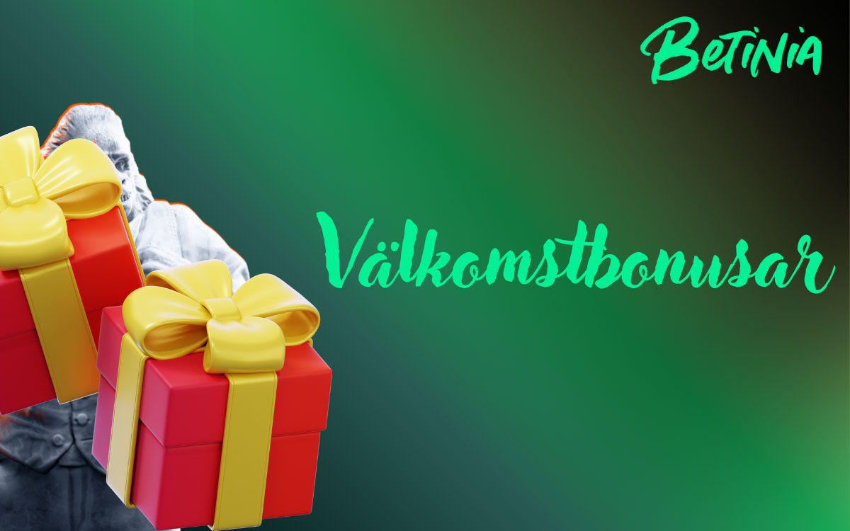 Mobilskärm med Betinia app som visar välkomstbonus upp till 500% för casino och sportkampanjer