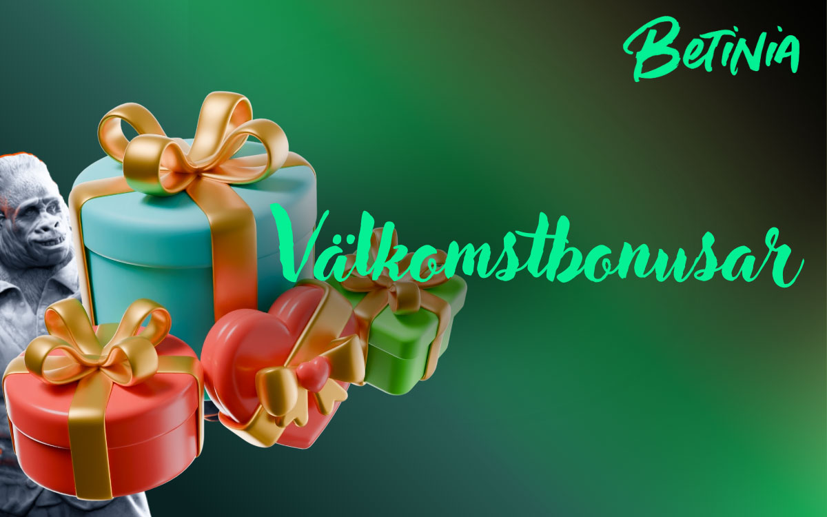 Svensk kampanjsida som visar välkomstbonusar upp till 500 % för sportbetting och casinospel, med villkor i mindre text