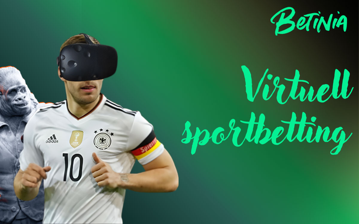 Illustration av virtuell sportbetting på Betinia med datorgenererade matcher i fotboll, häst-, hundlopp och motorsport.