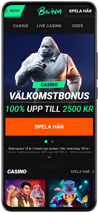 Betinia Skärmdump av webbplatsen